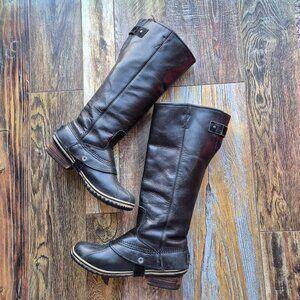 Sorel Slimpack Riding Equestrian Tall Boots Waterproof Leather Black